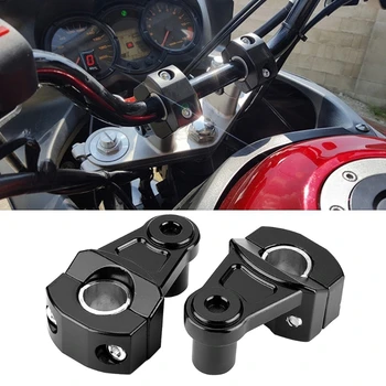 1 Par de Motocicletas Pivotante HandlebarRiser de Aluminio Pinzas para 22mm 25mm Manillar Universal Modificado Accesorios Negro GTWS
