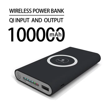 100000mAh Wireless Power Bank Dos vías de Súper Carga Rápida Powerbank Cargador Portátil de Tipo c, Pack de Batería Externa para el IPhone Nuevo