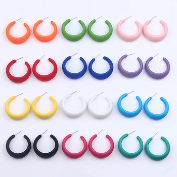 12-color C-anillo C en forma de Conjunto de Pendientes de Acrílico Pendientes de la Moda de la Personalidad de corea Simple Pendientes