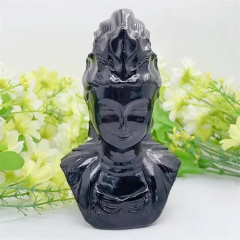 13CM Natural de Obsidiana Negra Estatua De la Diosa De la Misericordia Mano sanadora-carveda Estatua Para la Decoración del Hogar, de Regalo 1pcs