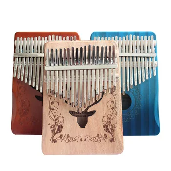 17 Teclas Toro Kalimba Pulgar Piano de Caoba, Cuerpo de Instrumentos Musicales de la mejor calidad y precio