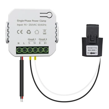 1Set Tuya Zigbee Smart Medidor de Energía 80A Con Transformador de Corriente de la Abrazadera de Kwh de Energía del Monitor de Plástico de Electricidad Estadísticas
