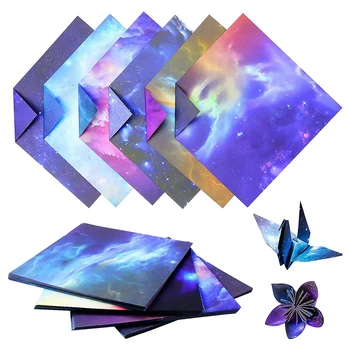 200 Hojas Galaxy Espacio Patrón de Estrellas de Origami de Papel, de Doble Cara, Color de Origami de Papel Para Artes manuales (6X6inch)