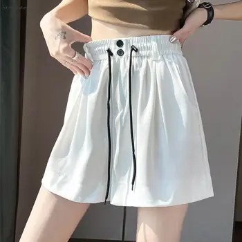 2023 Verano de las Nuevas Mujeres de la Moda Suelto Casual Cintura Elástica y cordones Cortos Elegante Dulce Lindo coreano Estilo Harajuku Suave Cortos