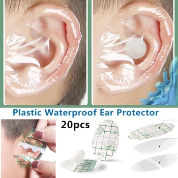 20pcs de Plástico Impermeable Protector de Oído Para el Bebé Piscina Cubierta de Tapas de Salón de Peluquería, Tinte Escudo de Protección Casquillo de Ducha Herramienta