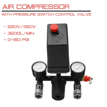 240V/380V Interruptor de CA Regulador de servicio Pesado Aire de la Bomba del Compresor de Aire de la Bomba de la Válvula de Control de 7.25-125 PSI con Manómetro de Control de Presión