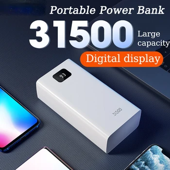 31500Ah Banco Portátil del Poder de la Pantalla Digital de Auxiliar Externo Batería Para Apple, Huawei, Samsung, Xiaomi Cargador Powerbank