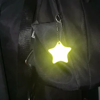 4.5 cm Nuevo Estilo Redondeado Estrella Reflexivo Colgante Llavero Bolsa de Accesorios Llaveros Visibles De la Noche el Tráfico Reflector de Seguridad