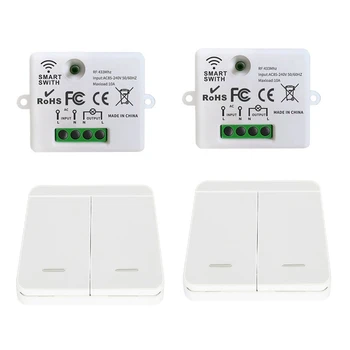 433Mhz Smart Wireless Switch RF autoamplificados pulsador de Pared Paneles de control Remoto Interruptor de la Luz 2Gang Interruptor de Pared