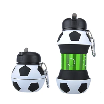 550 ml de Fútbol de la Botella de Agua Plegable Sprorts Botellas de Agua de Fútbol Portátil Veces Balón de Silicona Taza de Agua al aire libre Para Niños Regalo