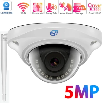 5MP Wifi Cámara IP de Domo a prueba de Vandalismo de Humanoides de Detección de CCTV Cámara Onvif de la Tarjeta SD H. 265 de Audio y Vídeo Cámaras de Vigilancia Camhipro