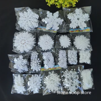 6-20pcs/lot Variedad de Plástico Blanco de los Copos de nieve de Navidad Colgante de Novia Colgado en el Ornamento de Artesanía Decoración Diy Accesorios