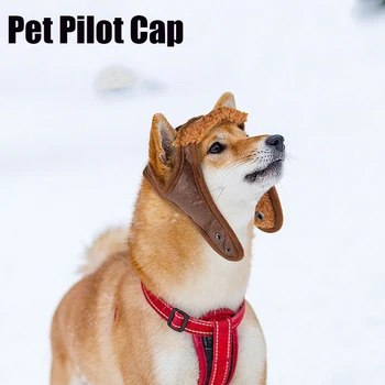 ADECHOO-Perro Piloto Sombrero con Agujeros del Oído, Suave Ajustable de Cuero de la PU Sombreros, Moda Retro, Estilo Clásico, Nuevo, Invierno