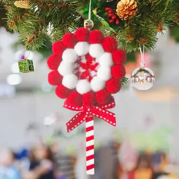 Adorno de navidad de Rayas Colgante Festivo Decoración para el Hogar Colorido Piruleta con forma de Árbol de Navidad Colgantes con Lazos a juego