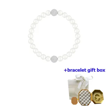 Alta calidad de lujo blanco de agua dulce de la perla de las mujeres de la pulsera, la mejora de temperamento, bella y conmovedora, libre de gastos de envío