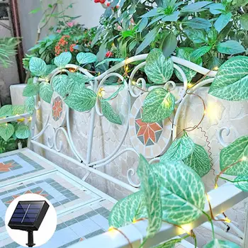 Artificial LED Verde de la Hoja de Ratán Luces de Baterías Recargables de 8 Modos de Luces de Cadena Para un Balcón al aire libre de la Decoración del Jardín