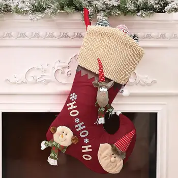 Calcetín de navidad Bolsa de Regalo Personalizado Medias de Navidad de Tela Bolsas de Regalo de Adornos de navidad para la Familia de Niños de Tela de Navidad