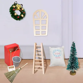 Casa de Bricolaje en Miniatura de la Navidad 3d de la Ventana de la Escalera de Árbol de Navidad, los Juguetes Para los Niños los Regalos de Cumpleaños de Escritorio Mini Adorno de Navidad 2024