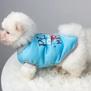 Chaleco del perro Adorable Carta de Impresión Mascota camisetas de Rosca Escote de Dos patas de Perro T-shirt Cómodo Suave de Verano Cachorro Ropa