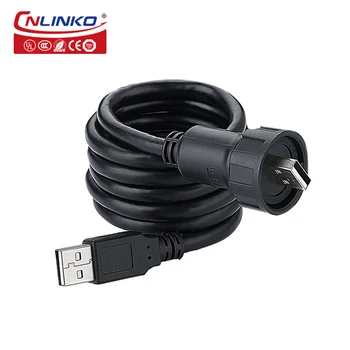CNLINKO Calidad de Montaje en Panel USB2.0 3.0 Conector de Datos de la prenda Impermeable IP67 con 1 m de Cable con Doble Conector USB para Impresora Unidad de disco Duro