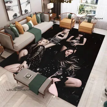 Corea ídolo grupo negro-rosa impresa la alfombra de Yoga mat alfombra de decoración de la habitación de la puerta estera antideslizante alfombra kawaii de la manta de Regalo de Cumpleaños