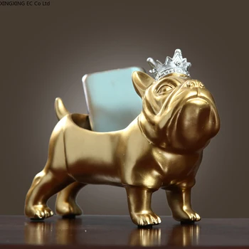 Creativo Bulldog Caja De Almacenamiento De Oro De Los Animales De La Escultura De La Decoración De La Mesa De Café Clave De La Caja De Almacenamiento Americano De Decoración Para El Hogar Accesorios