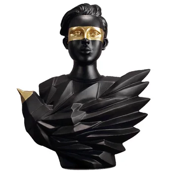 De estilo sencillo y Moderno de Oro Negro de Aves Retrato Modelo de Sala de estar TV Gabinete del Vino, Gabinete de la Pantalla Suave Decoración de Resina Decoración