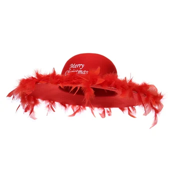 De la pluma de Sombrero de Fiesta para la Navidad de ala Ancha Carta Impresa de Red Hat para Adultos Mujeres Xsms Traje de Cosplay de Accesorios de Utilería