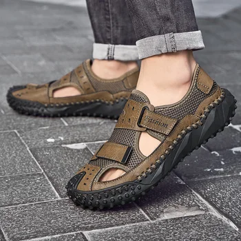 De los hombres de Malla Transpirable Zapatos de 2023 Verano Nuevo Cerrado Toe Sandalias de Plataforma para los Hombres al aire libre de la Luz de Hueco Masculina Casual Zapatos para Caminar
