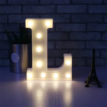 De lujo de las letras del Alfabeto Luces LED Luminoso Número de la Lámpara de la Batería Luz de Noche para la Casa de la Boda de Cumpleaños de Navidad de Fiesta de la Decoración