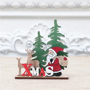 Decoración de la navidad de los Suministros de Madera DIY Trineo Esquí de dibujos animados de Ancianos de Escritorio Adornos DE los Niños Pequeños Regalos Regalos de Navidad
