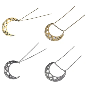 Elegante Lunar Recorte de Collar de Acero Inoxidable de la Luna Encanto de la Cadena de Cuello de Longitud Ajustable Claviculares de la Cadena para las Mujeres Niñas