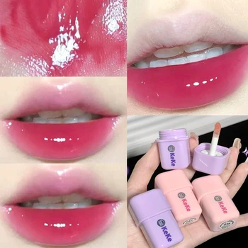 Espejo de Agua de Brillo de Labios Duradera Hidratación de la barra de labios Impermeable No-palillo de la Copa Transparente Jelly Lip Glaze coreanas de Maquillaje Cosmético