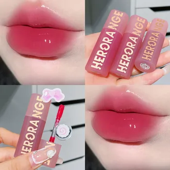 Espejo de agua en el Labio Esmalte Rosa lápiz de labios No-palillo de la Copa de Duración Moisturizing Lip Gloss Nude Marrón Claro Labial de Aceite de Lip Tint de Maquillaje