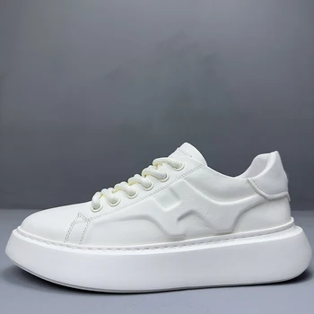 Europea de Aumentar Diseño Blanco Zapatos para hombre Primavera/Otoño de Nuevos Productos de Cuero Genuino de la Moda Simple Deportes Casual Zapatos de los Hombres