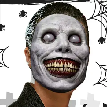 Horror Sonriente Máscara De Cosplay Mal De Látex, Máscaras De Halloween Vestido De Fiesta De Disfraces De Miedo De La Cara Blanca Y Traje Props