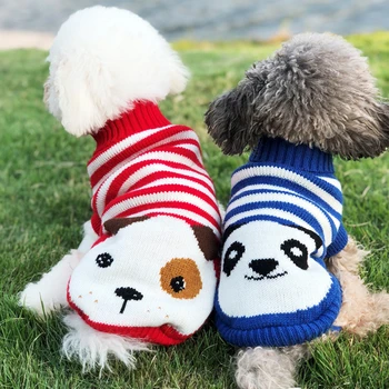Invierno de dibujos animados Suéter para Perro y Gato de la Ropa Caliente de la Navidad Suéteres Para la Pequeña Yorkie para Mascotas Ropa de Abrigo Tejido a Crochet Tela