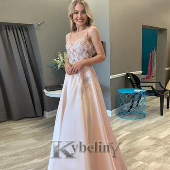 Kybeliny Elegantes Vestido de la Correa de Espagueti sin Mangas 2023 Para las Mujeres de Una línea de Vestidos de Noche, Vestidos De Fiesta Hecho A la Orden