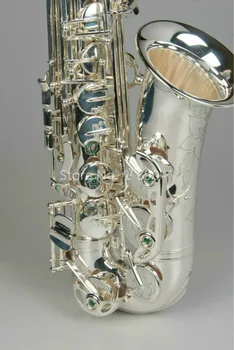 KYHAAH de la Marca Nueva de la Llegada Eb Melodía de Saxofón Alto de Latón bañado en Plata de Sax bemol Instrumento Musical Con el Caso de la Boquilla Libre