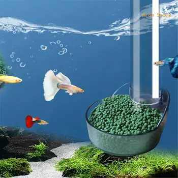 La alimentación de Tubo de Alimento para FishTank de Alimentación de las Herramientas con Plato Tazón Fácil de Limpiar Transparente de Cristal de Camarón de la Olla