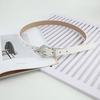 La decoración de Metal de la Hebilla del Cuero de la PU del Triángulo de la Hebilla de las Mujeres Delgadas Cintura Y2K Correas de Cintura coreano Cinturas Hombres Correas de Cintura