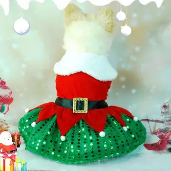 La Navidad De Perro De La Ropa Festiva Santa Claus Vestido De Falda Con Lentejuelas Brillantes Dobladillo Ropa Cómoda