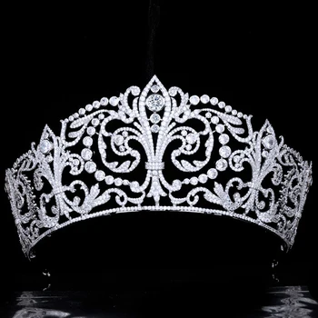 La Princesa Reina De Circón Tiara De La Corona De Lujo Zirconia Tocado Novias Regalo De Cumpleaños Diadema De Pelo De La Boda Accesorios De La Joyería Nupcial