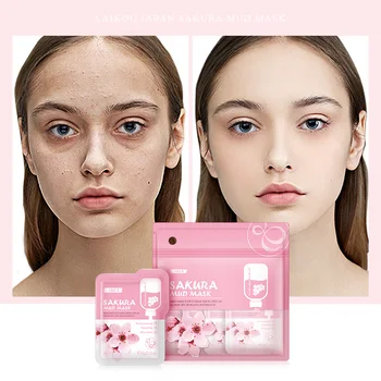 LAIKOU Japón Sakura Barro de la Cara de la Máscara de Limpieza de Blanqueamiento Hidratante Control de Aceite Anti-Envejecimiento de la Mascarilla de Arcilla de los Paquetes de Cuidado de la Piel Facial