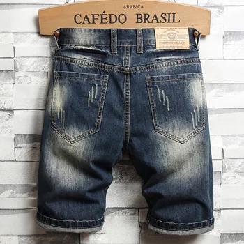 Los hombres Ripped Jeans Corto 2023 Verano Nueva Moda Streetwear Slim Fit Vintage Denim Shorts Masculinos de la Marca de Ropa