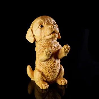 Madera Figura Lucky Dog Animales Estatua Mutt De Madera Cachorro Estatuas De La Decoración De La Decoración Del Hogar, Artesanía De Madera