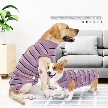 Mascotas Ropa de Perro Modal Rayas Suéter de Esterilización Traje Fisiológicas Traje con la Orina de la Almohadilla de Pet Pijamas ropa de hogar