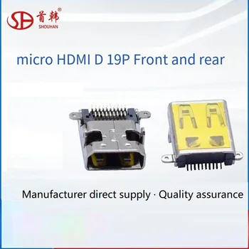micro hembra de vídeo HDMI conector 19Pin doble fila pin horizontal de parche en la parte delantera y la espalda