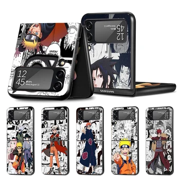 N-Naruto Japón Anime caja del Teléfono para Samsung Galaxy Z Flip4 Flip3 5G Negro Coque Z Flip 4 3 Duro de la PC de Lujo de la Cubierta Zflip3 de la Moda de F