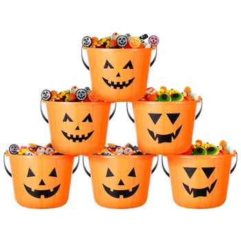 Naranja De La Calabaza De Halloween Candy Titular Cubo Portátil Partido A Favor De Los Cubos De Calabaza Suministros De Manejar
